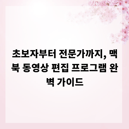 초보자부터 전문가까지, 맥북 동영상 편집 프로그램 완벽 가이드