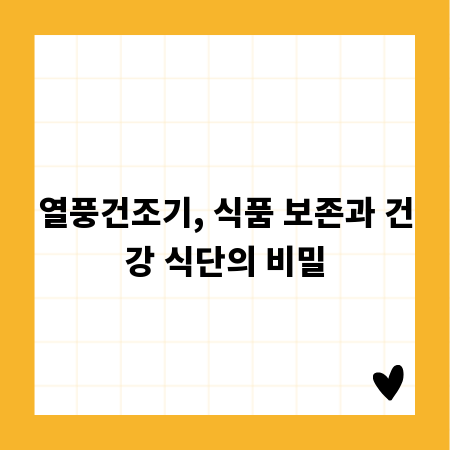 열풍건조기, 식품 보존과 건강 식단의 비밀