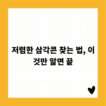 저렴한 삼각콘 찾는 법, 이것만 알면 끝