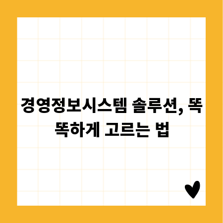 경영정보시스템 솔루션, 똑똑하게 고르는 법