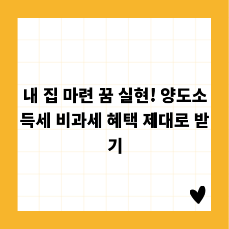 내 집 마련 꿈 실현! 양도소득세 비과세 혜택 제대로 받기