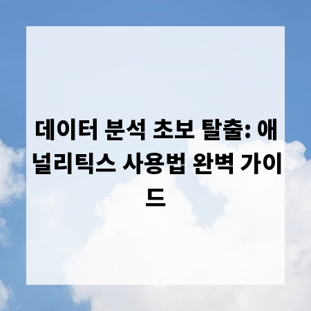 데이터 분석 초보 탈출: 애널리틱스 사용법 완벽 가이드