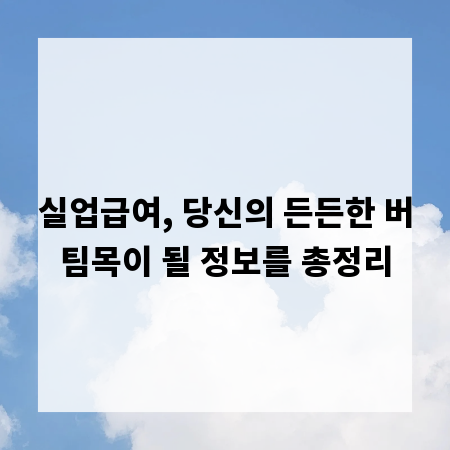 실업급여, 당신의 든든한 버팀목이 될 정보를 총정리