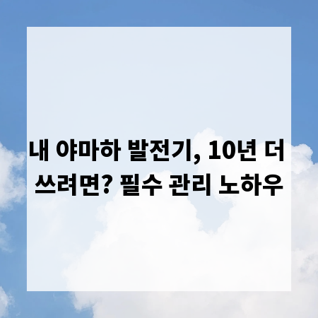 내 야마하 발전기, 10년 더 쓰려면? 필수 관리 노하우