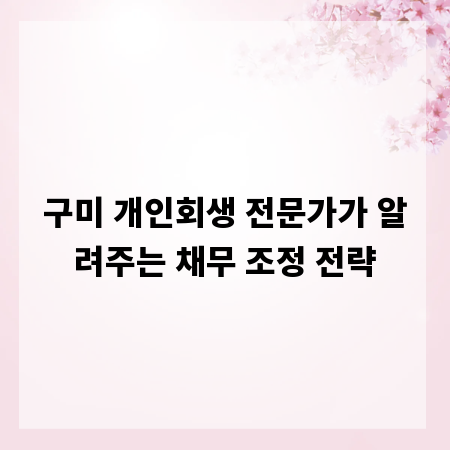 구미 개인회생 전문가가 알려주는 채무 조정 전략