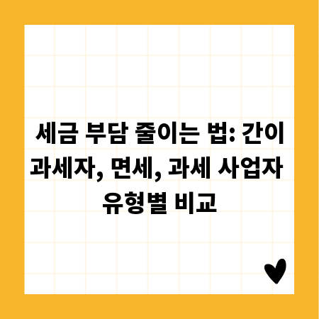 세금 부담 줄이는 법: 간이과세자, 면세, 과세 사업자 유형별 비교