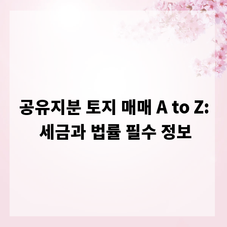 공유지분 토지 매매 A to Z: 세금과 법률 필수 정보