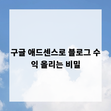 구글 애드센스로 블로그 수익 올리는 비밀