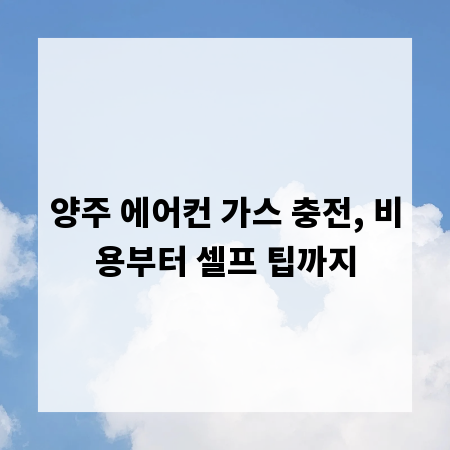양주 에어컨 가스 충전, 비용부터 셀프 팁까지