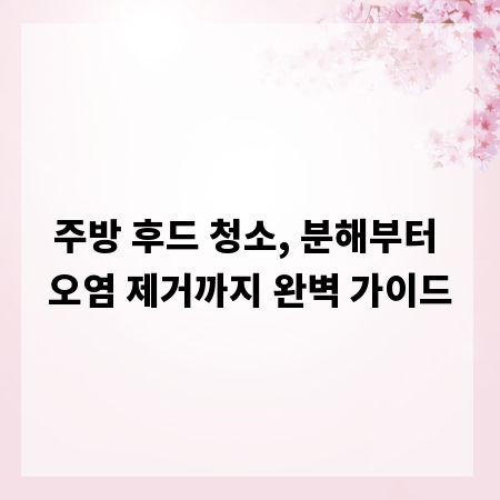 주방 후드 청소, 분해부터 오염 제거까지 완벽 가이드