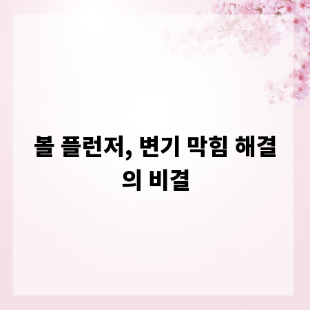 볼 플런저, 변기 막힘 해결의 비결