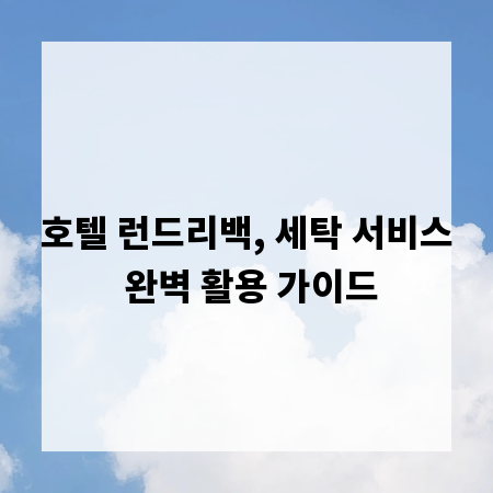 호텔 런드리백, 세탁 서비스 완벽 활용 가이드