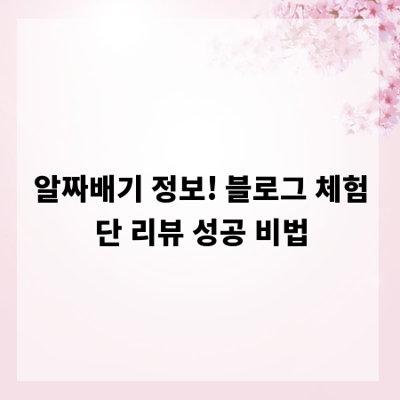 알짜배기 정보! 블로그 체험단 리뷰 성공 비법