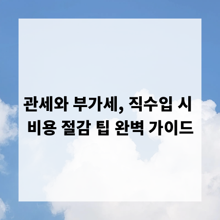 관세와 부가세, 직수입 시 비용 절감 팁 완벽 가이드