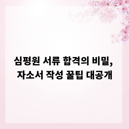 심평원 서류 합격의 비밀, 자소서 작성 꿀팁 대공개