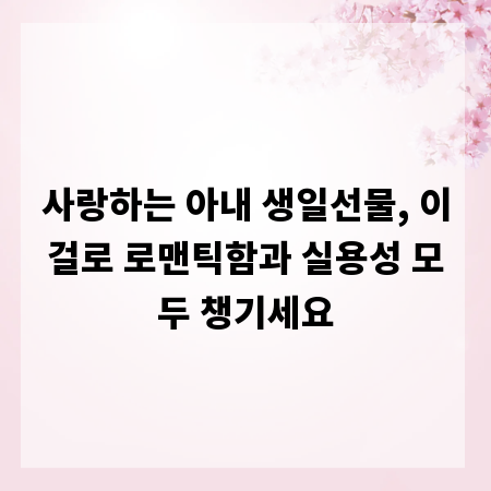 사랑하는 아내 생일선물, 이걸로 로맨틱함과 실용성 모두 챙기세요