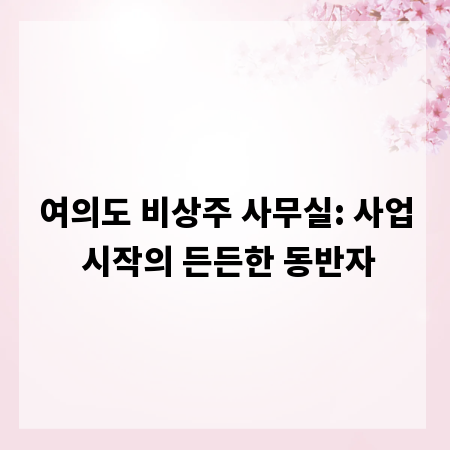여의도 비상주 사무실: 사업 시작의 든든한 동반자