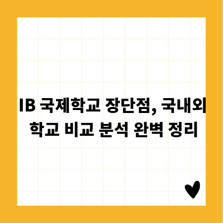 IB 국제학교 장단점, 국내외 학교 비교 분석 완벽 정리