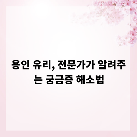 용인 유리, 전문가가 알려주는 궁금증 해소법