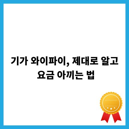 기가 와이파이, 제대로 알고 요금 아끼는 법