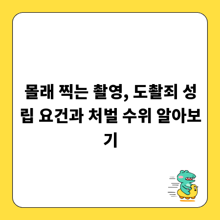 몰래 찍는 촬영, 도촬죄 성립 요건과 처벌 수위 알아보기