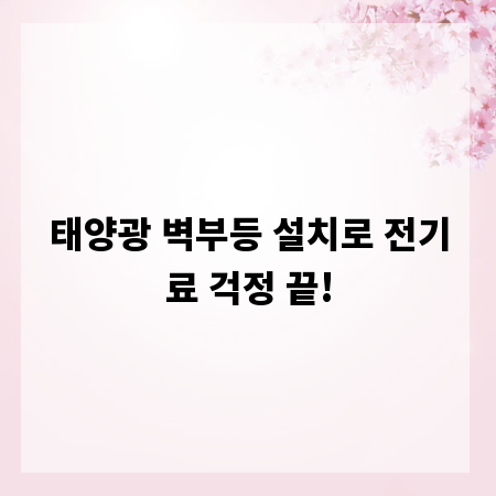 태양광 벽부등 설치로 전기료 걱정 끝!
