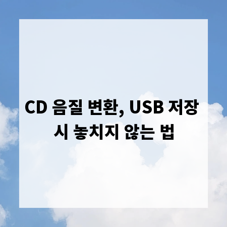 CD 음질 변환, USB 저장 시 놓치지 않는 법