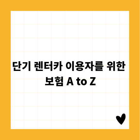 단기 렌터카 이용자를 위한 보험 A to Z