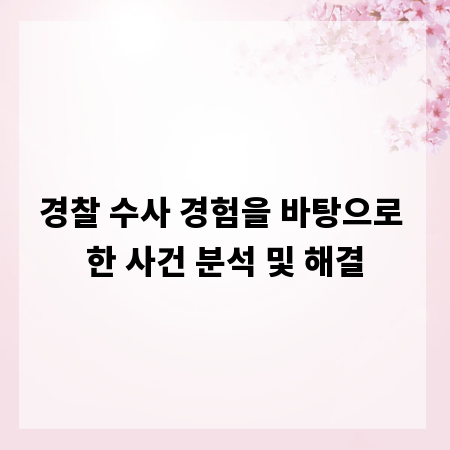 경찰 수사 경험을 바탕으로 한 사건 분석 및 해결