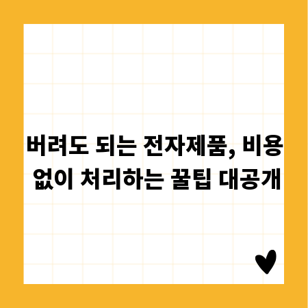 버려도 되는 전자제품, 비용 없이 처리하는 꿀팁 대공개