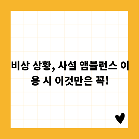비상 상황, 사설 앰뷸런스 이용 시 이것만은 꼭!