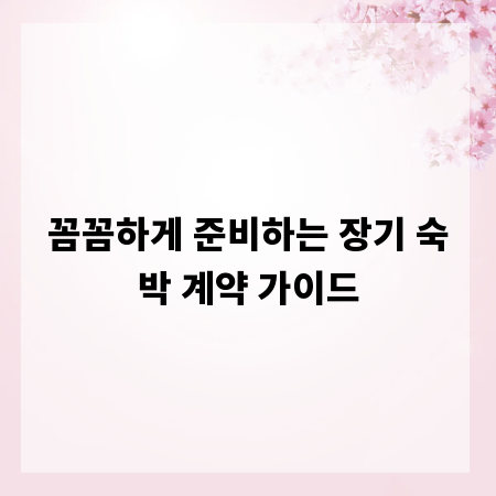꼼꼼하게 준비하는 장기 숙박 계약 가이드
