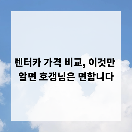 렌터카 가격 비교, 이것만 알면 호갱님은 면합니다
