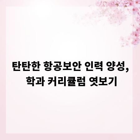 탄탄한 항공보안 인력 양성, 학과 커리큘럼 엿보기