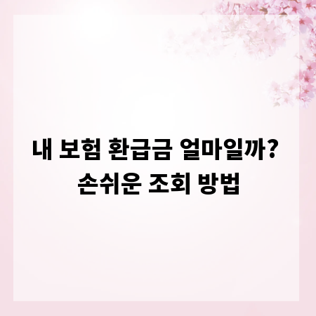 내 보험 환급금 얼마일까? 손쉬운 조회 방법