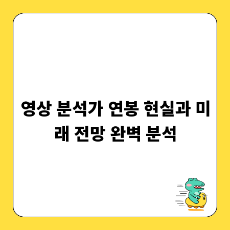 영상 분석가 연봉 현실과 미래 전망 완벽 분석
