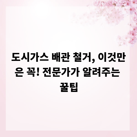 도시가스 배관 철거, 이것만은 꼭! 전문가가 알려주는 꿀팁