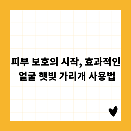 피부 보호의 시작, 효과적인 얼굴 햇빛 가리개 사용법