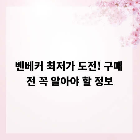 벤베커 최저가 도전! 구매 전 꼭 알아야 할 정보