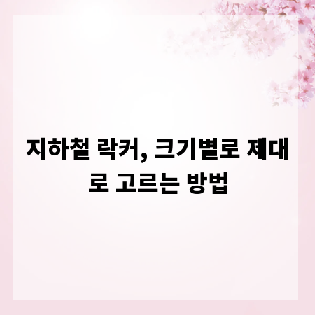 지하철 락커, 크기별로 제대로 고르는 방법