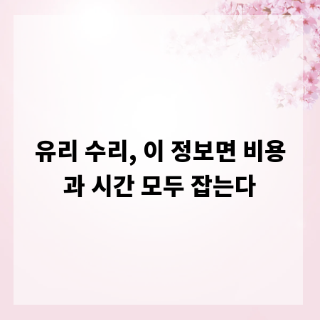 유리 수리, 이 정보면 비용과 시간 모두 잡는다