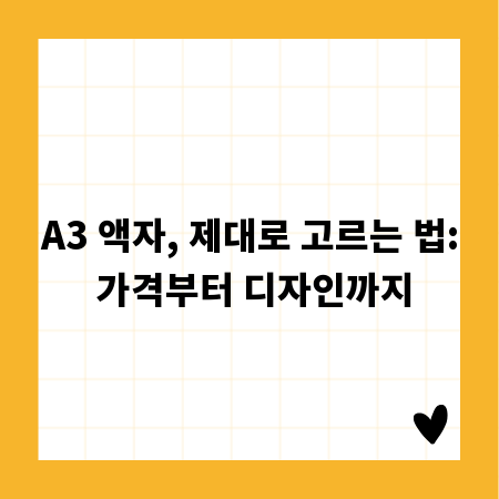 A3 액자, 제대로 고르는 법: 가격부터 디자인까지