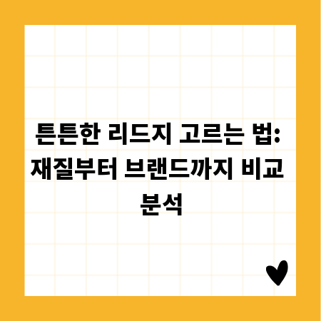 튼튼한 리드지 고르는 법: 재질부터 브랜드까지 비교 분석