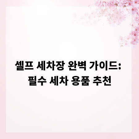 셀프 세차장 완벽 가이드: 필수 세차 용품 추천