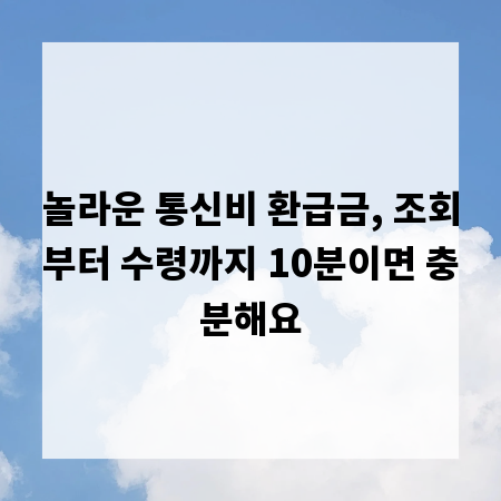 놀라운 통신비 환급금, 조회부터 수령까지 10분이면 충분해요