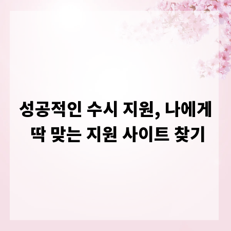 성공적인 수시 지원, 나에게 딱 맞는 지원 사이트 찾기