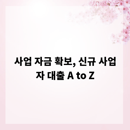 사업 자금 확보, 신규 사업자 대출 A to Z