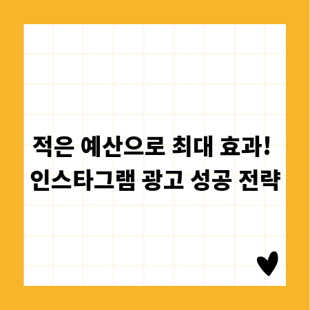 적은 예산으로 최대 효과! 인스타그램 광고 성공 전략