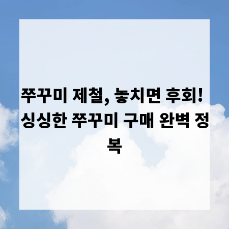 쭈꾸미 제철, 놓치면 후회! 싱싱한 쭈꾸미 구매 완벽 정복