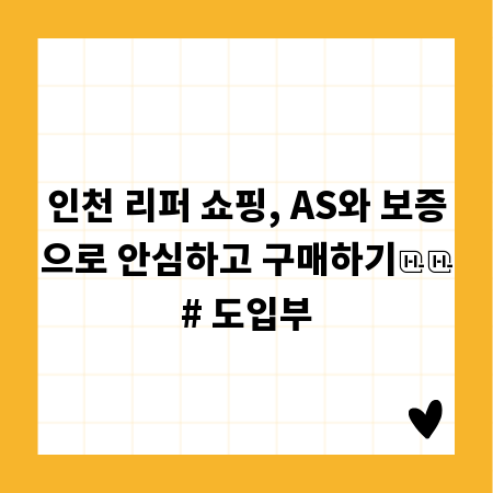 인천 리퍼 쇼핑, AS와 보증으로 안심하고 구매하기

# 도입부